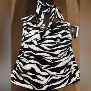 Black and White Zebra Print Island Escape MWT Tankini Size 6